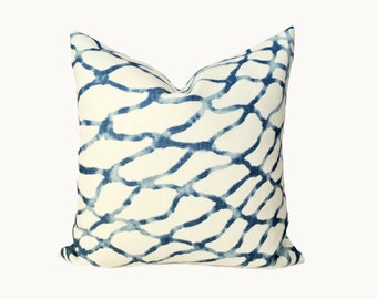 Waterpolo Pillow Cover - Blue & Ivory