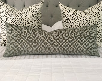 Dark Teal, Geometric, Lumbar Pillow Cover - Ready to Ship