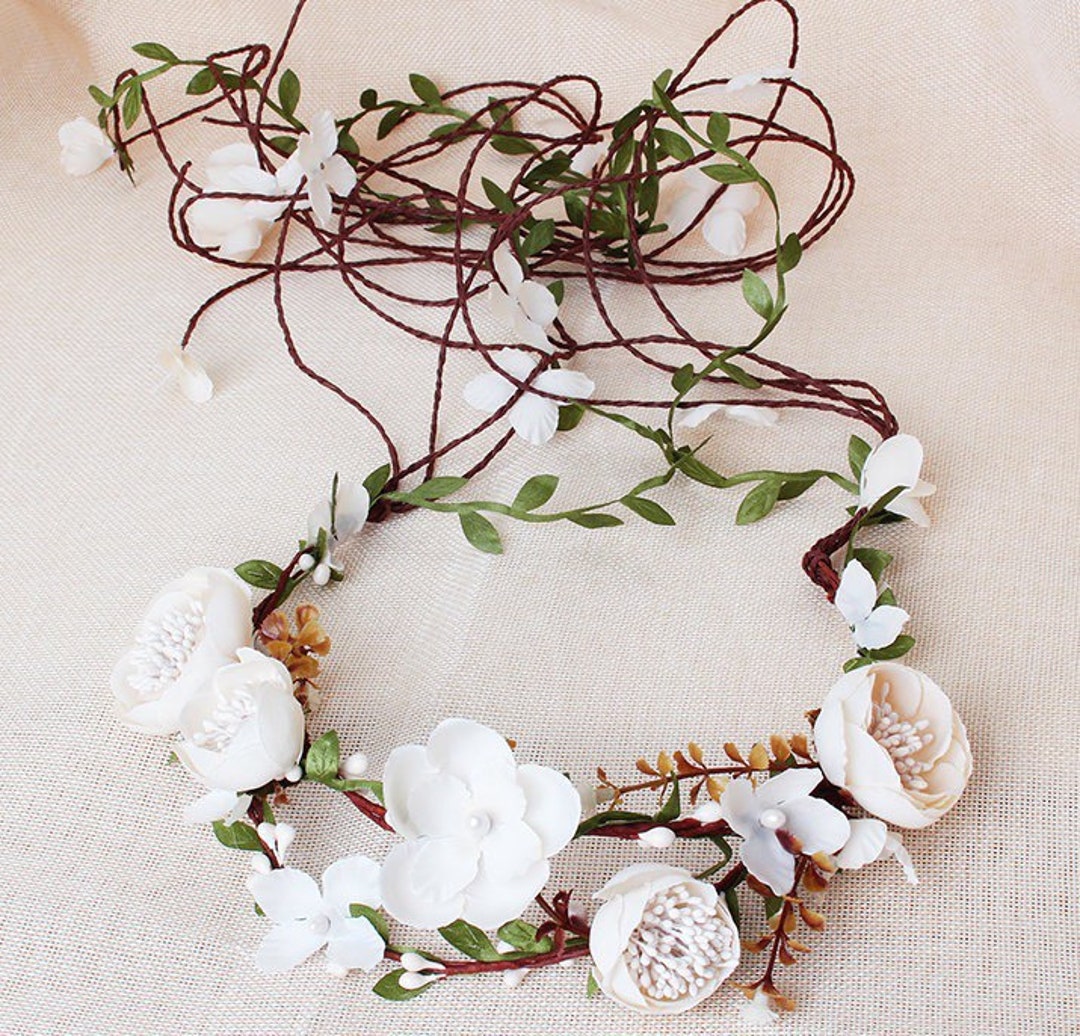 Boho Flower Crown Floral Headband Head Piece Wedding Bridal Beach Artificial Faux Bridesmaid