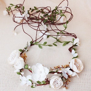 Boho Flower Crown Floral Headband Head Piece Wedding Bridal Beach Artificial Faux Bridesmaid Flower Girl Party Pictures Gift