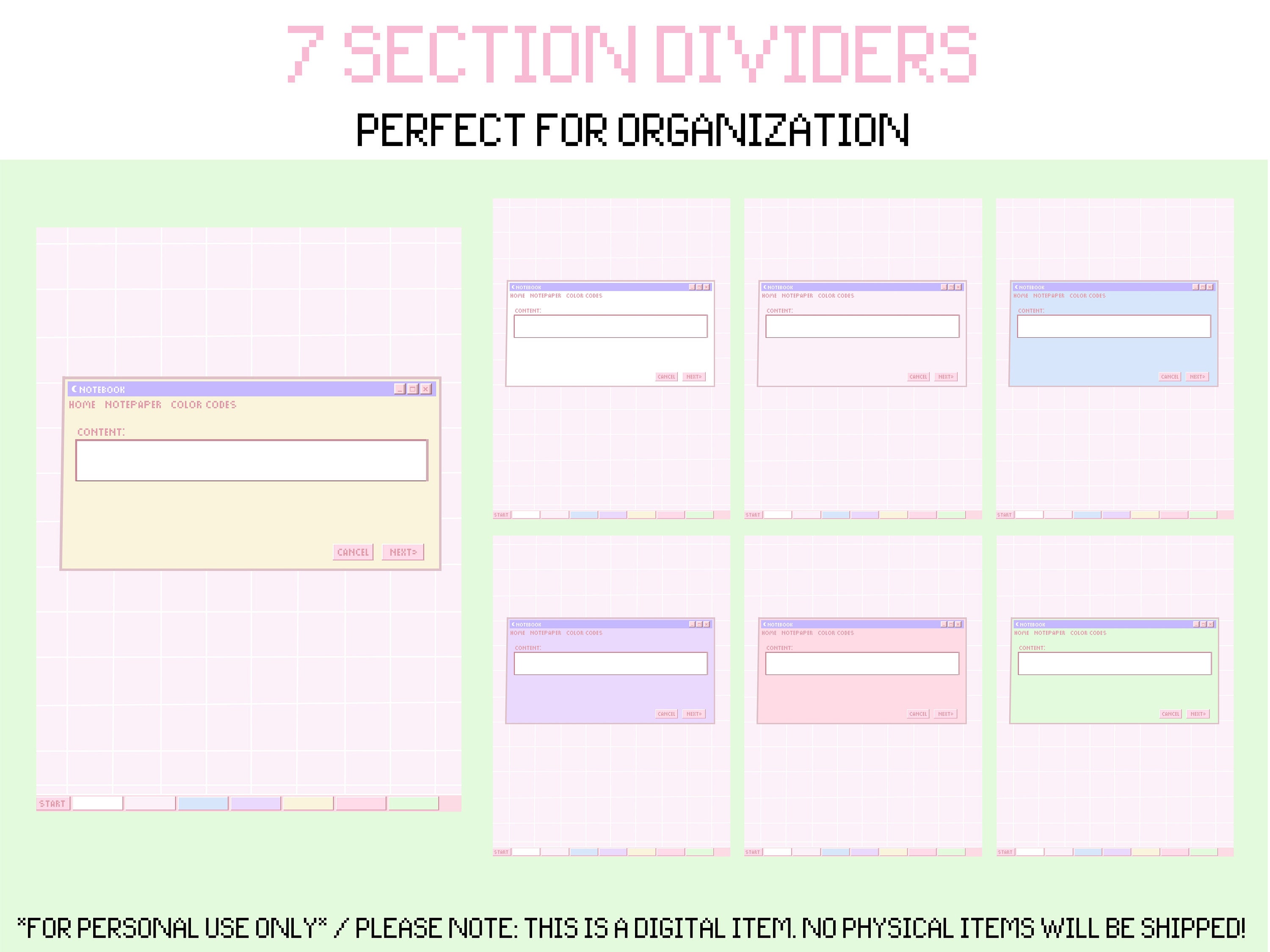 Digital Notebook, 7 Section Notebook, iPad Notebook, Goodnotes Notebook ...