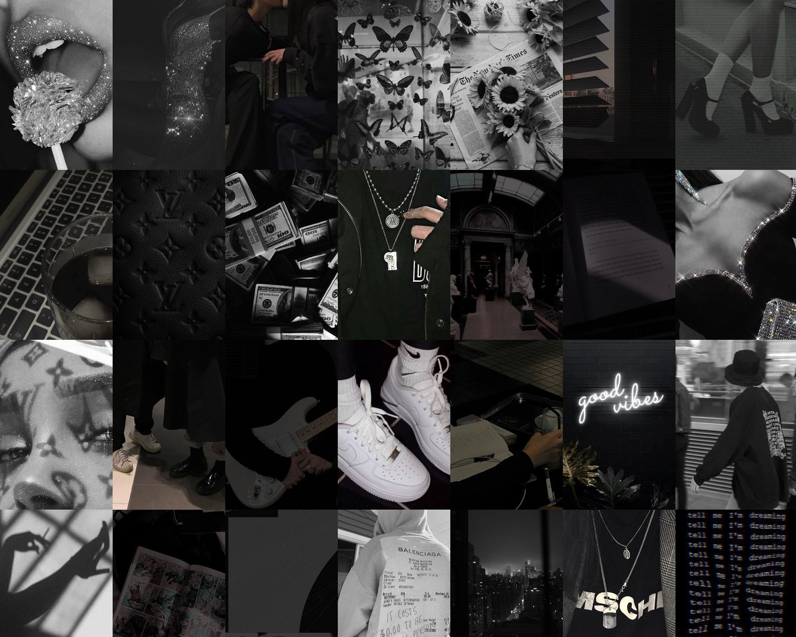Black Wall Collage Kit Black Wall Collage Dark Aesthetic Etsy Canada