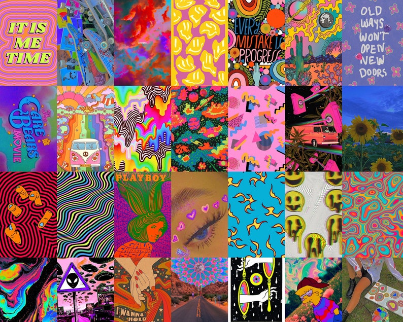 Indie Wall Collage Kit Indie Collage Kit Retro Wall Collage Etsy