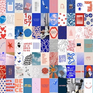 Blue Collage Kit, Red Collage kit, Blue Wall Collage, Red and Blue Wall Collage (DIGITAL DOWNLOAD) 100 PCS