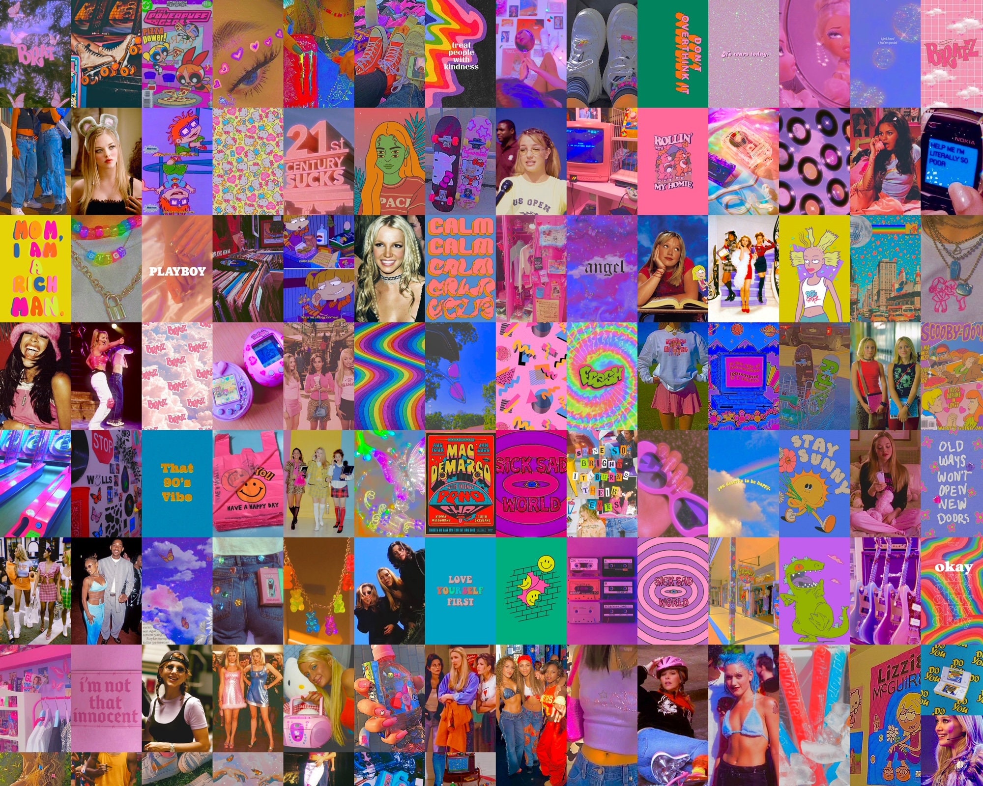 90s Aesthetic Wall Collage Kit: DIGITAL Set Of 70 Posters