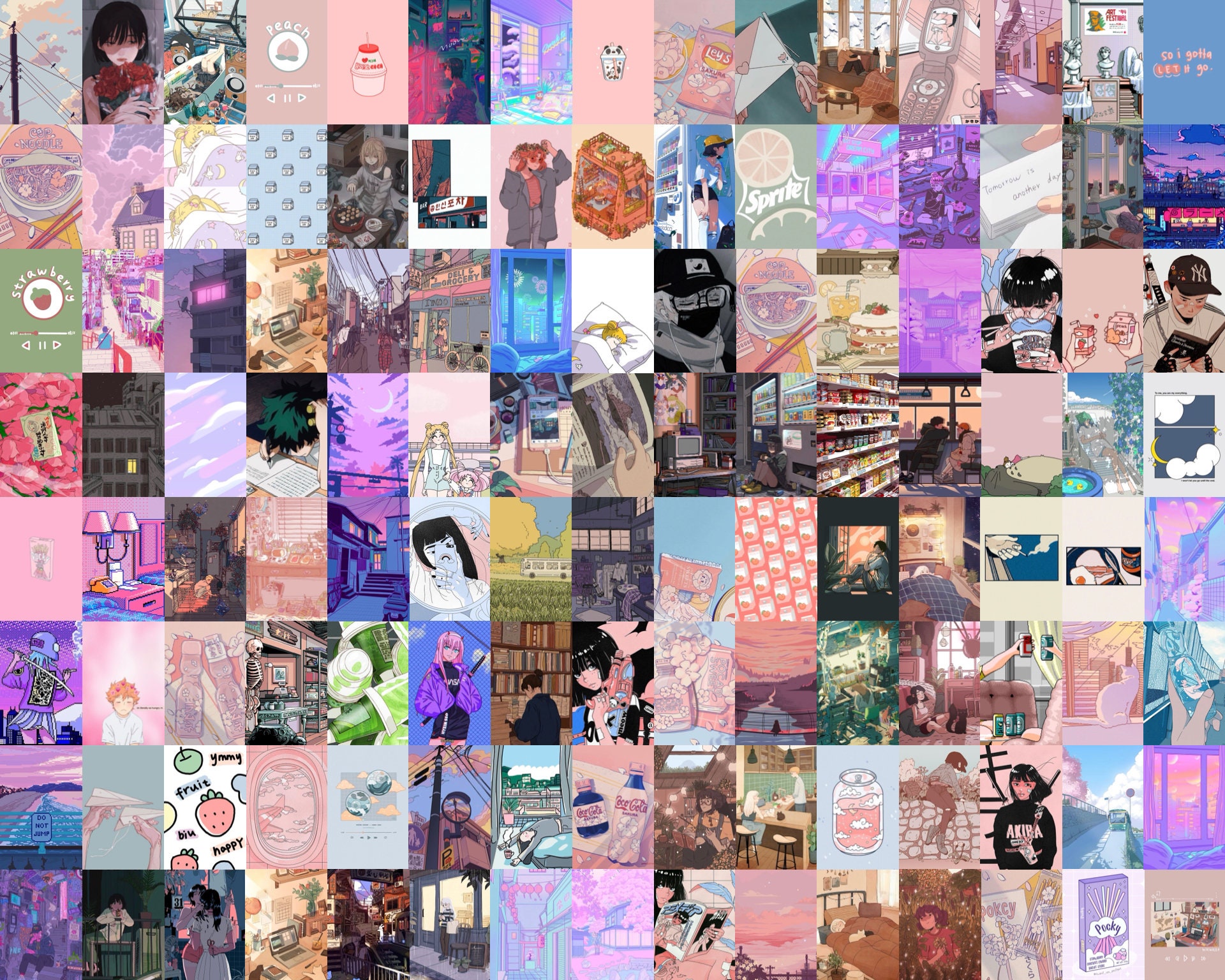 Anime Aesthetic Wall Collage Kit Anime Wall Collage Lofi | Etsy