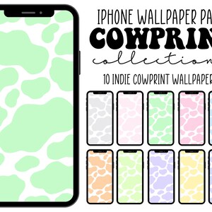 iPhone Wallpaper, iOS 14 Wallpaper, Indie Wallpaper, Cowprint, Pastel, Aesthetic Wallpaper (DIGITAL DOWNLOAD) 10 PCS