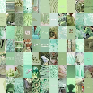 Mint Green Wall Collage Kit, Sage Green Collage Kit, Green Aesthetic Wall Collage, Green Aesthetic Collage (DIGITAL DOWNLOAD) 100 PCS