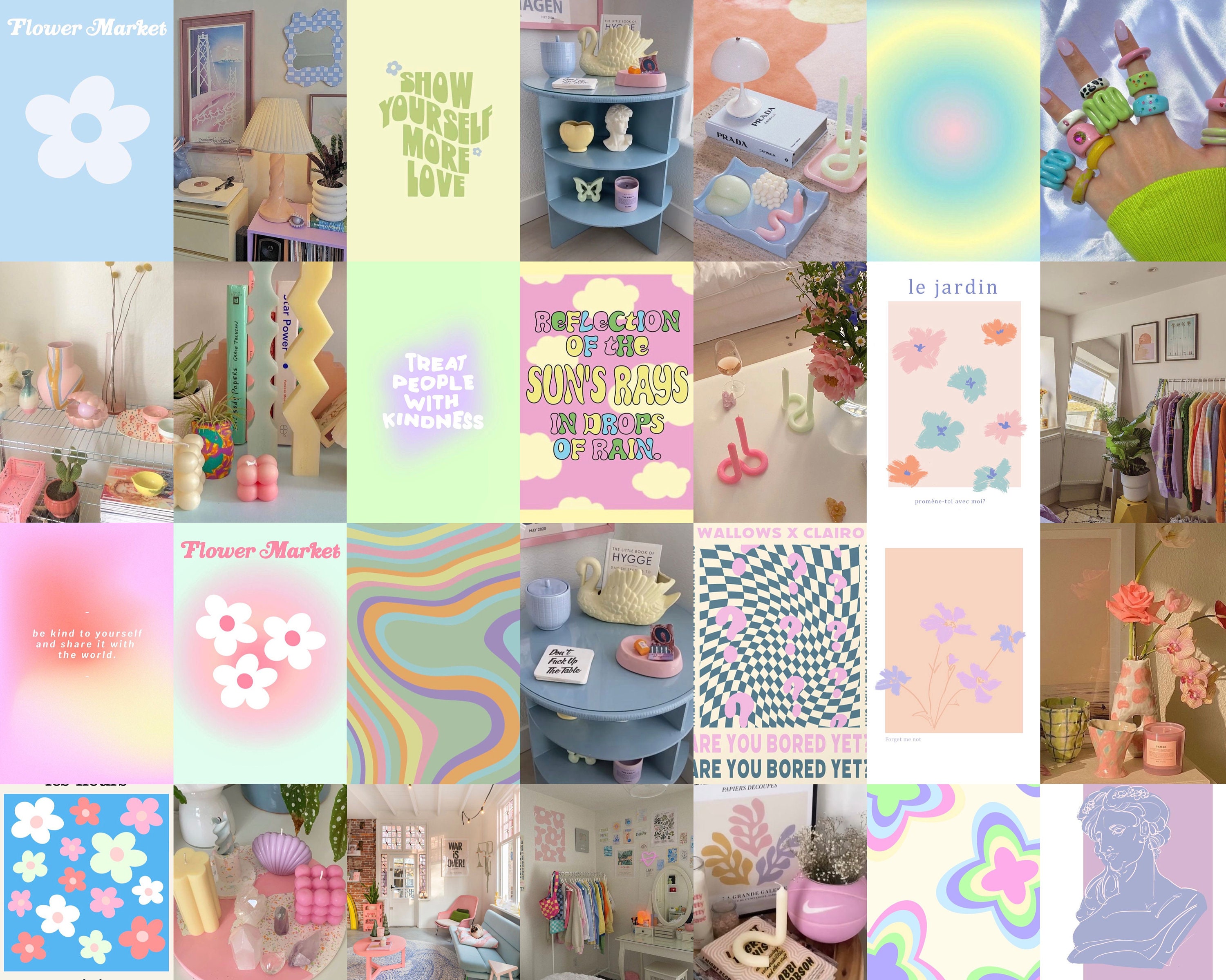 Danish Pastel Wall Collage Kit Danish Collage Kit Pastel Etsy UK