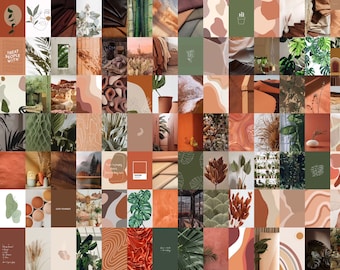 Earth Tones Wall Collage Kit, Boho Wall Collage Kit, Boho Aesthetic Photo Wall, Earth Tone Aesthetic Collage (DIGITAL DOWNLOAD) 101 PCS