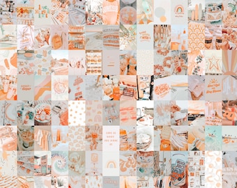 Peach Wall Collage Kit, Beach Wall Collage, Beachy Photo Wall, Peach Wall Print Decor, Peachy Beachy Art Prints (DIGITAL DOWNLOAD) 109 PCS