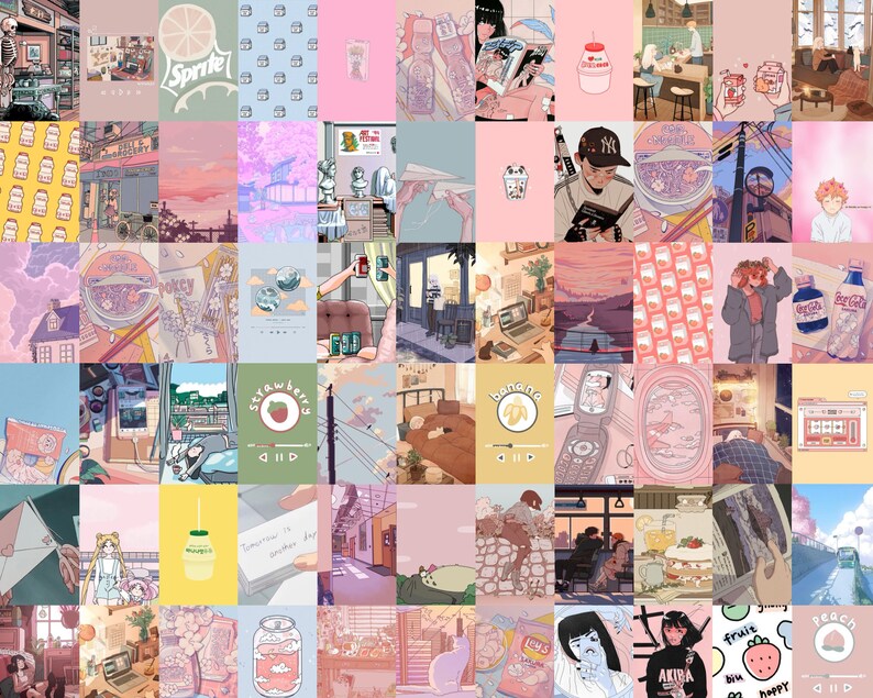 Anime Aesthetic Wall Collage Kit Anime Wall Collage Lofi Etsy