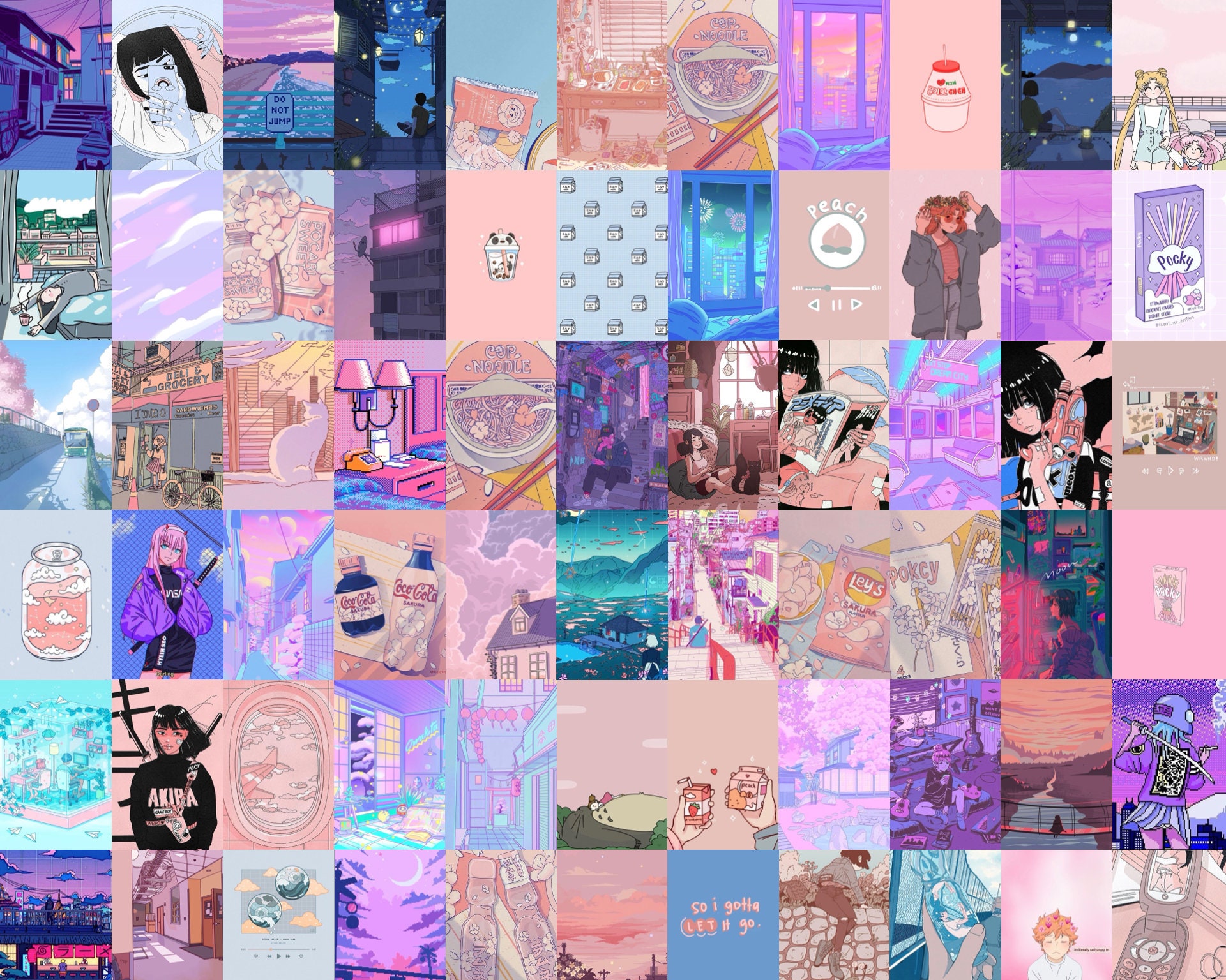 Anime Aesthetic Wall Collage Kit Anime Wall Collage Lofi | Etsy