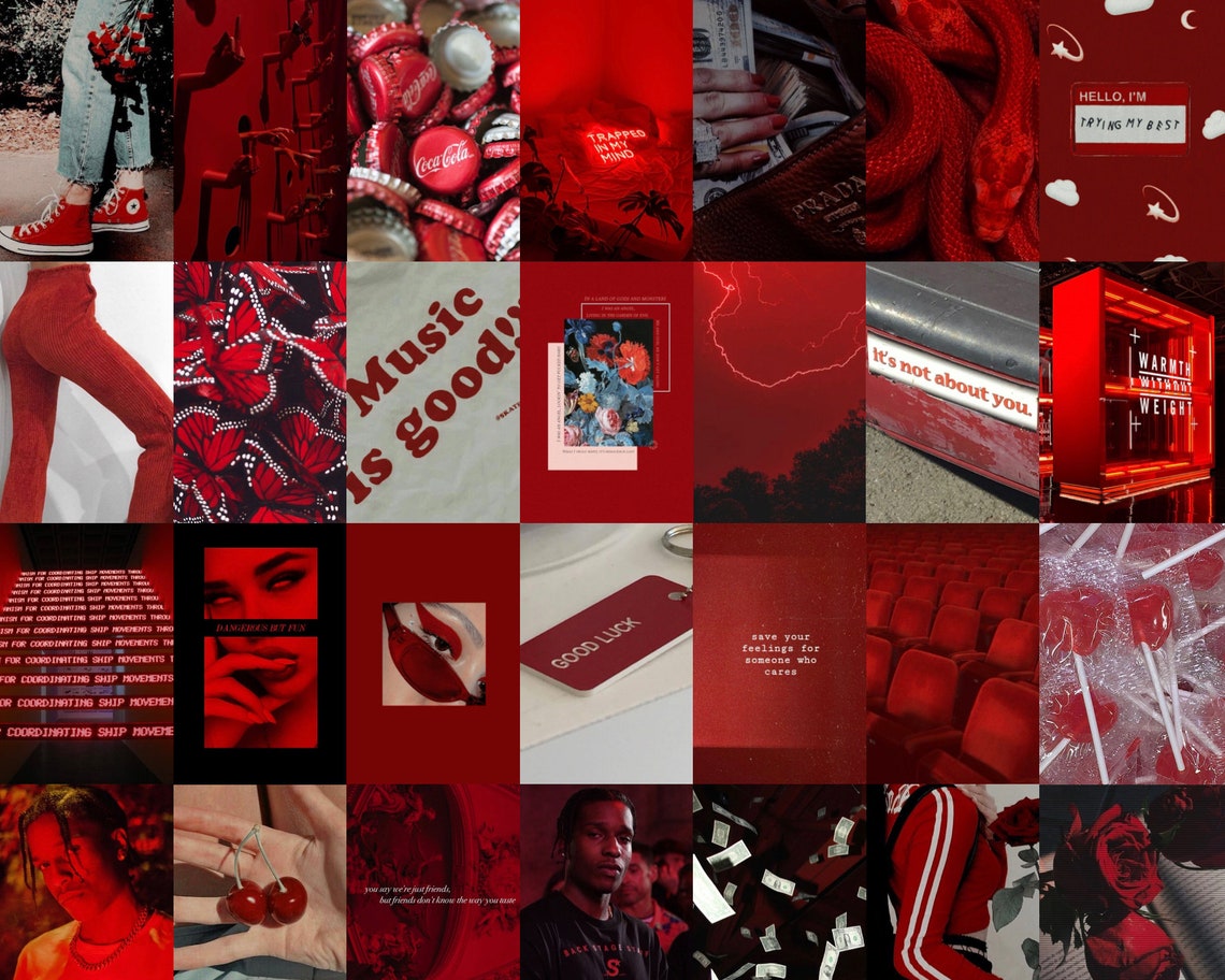 Red Wall Collage Kit Red Aesthetic Collage Kit Aesthetic - Etsy