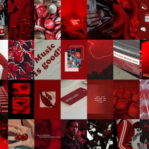 Red Wall Collage Kit, Red Aesthetic Collage Kit, Aesthetic Wall Collage ...