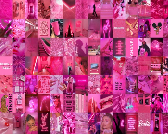 Pink Collage Kit Hot Pink Wall Collage Pink Aesthetic Photo - Etsy UK