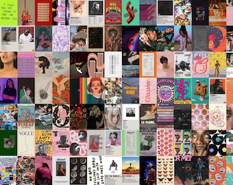 Retro Hip Hop Rap Album Wall Collage Kit - 50Pcs 4x6" Music Poster Prints With Adhesive, Bedroom Decor For Teens