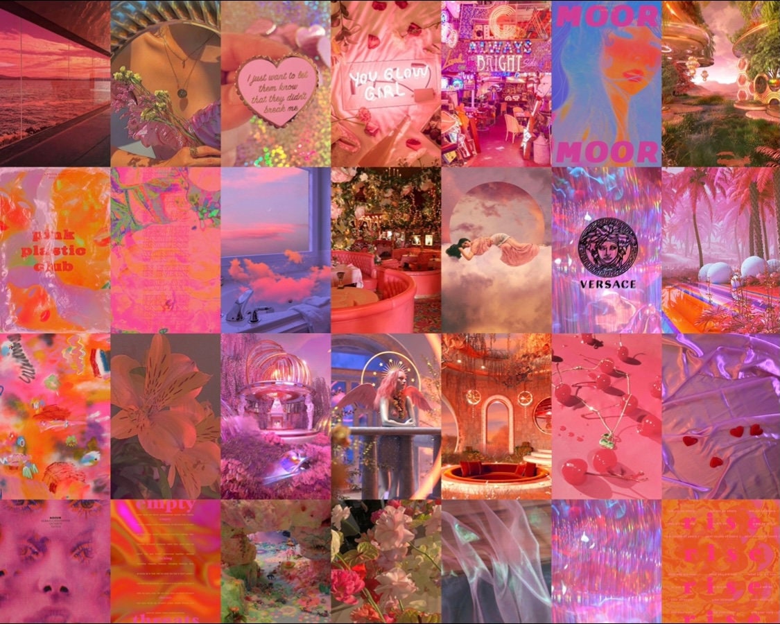 Pink Wall Collage Kit Orange Collage Kit Purple Wall Etsy