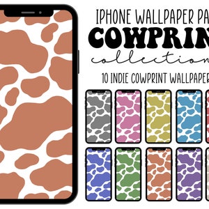iPhone Wallpaper, iOS 14 Wallpaper, Indie Wallpaper, Cowprint, Aesthetic Wallpaper (DIGITAL DOWNLOAD) 10 PCS