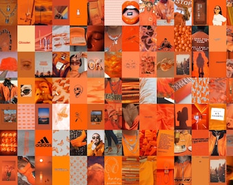 Orange Wall Collage Kit Orange Wall Collage Orange Aesthetic Etsy