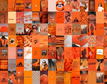 Orange Wall Collage Kit Orange Wall Collage Orange Aesthetic Etsy