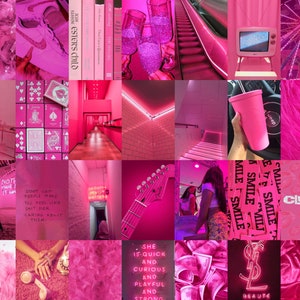 Pink Collage Kit Hot Pink Wall Collage Pink Aesthetic Photo - Etsy