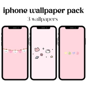 Pink iPhone Wallpaper,  Kawaii Phone Wallpaper, Cute Pastel Wallpaper Pack,  Aesthetic Lockscreen Wallpaper (DIGITAL DOWNLOAD) 3 PCS