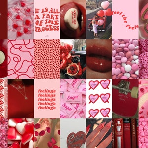 Lovecore Wall Collage Kit, Valentines Day Collage Kit, Red Wall Collage ...
