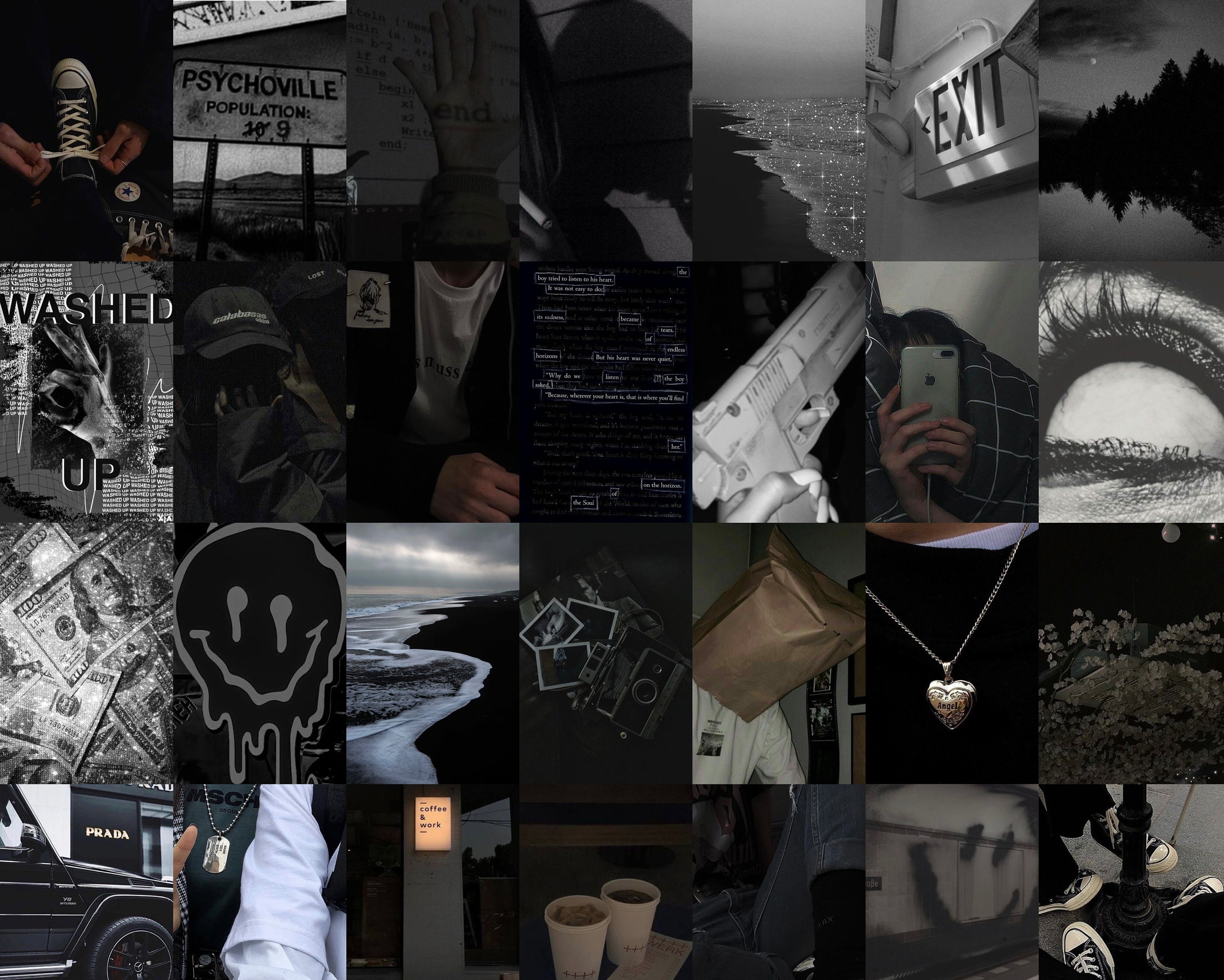 Black Wall Collage Kit Black Wall Collage Dark Aesthetic Etsy UK