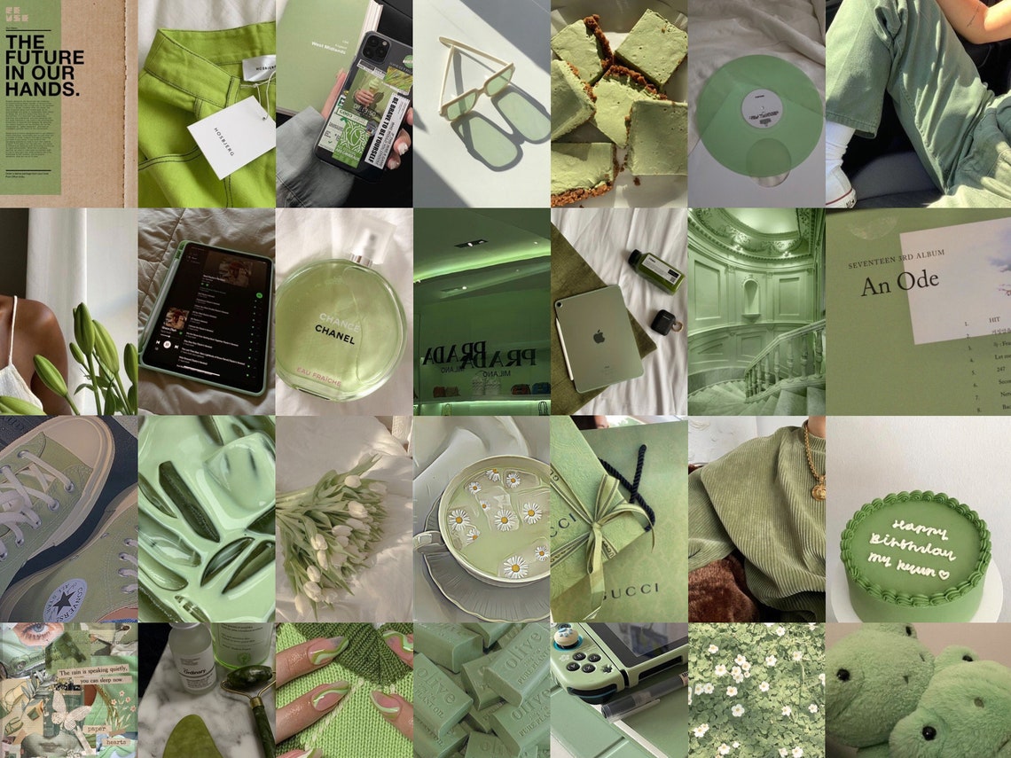 Sage Green Wall Collage Kit Pastel Green Wall Collage - Etsy
