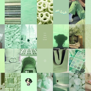 Mint Green Wall Collage Kit, Sage Green Collage Kit, Green Aesthetic ...