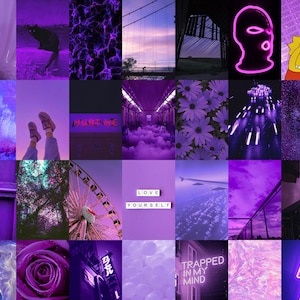 Purple Wall Collage Kit, Purple Collage Wall, Purple Aesthetic Wall ...