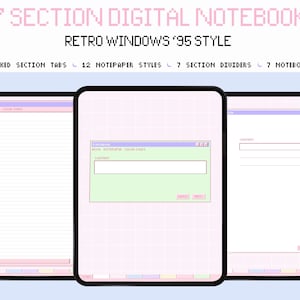 Digital Notebook, 7 Section Notebook, iPad Notebook, GoodNotes Notebook, Y2K Aesthetic, 90’s Aesthetic, Digital Planner (DIGITAL DOWNLOAD)