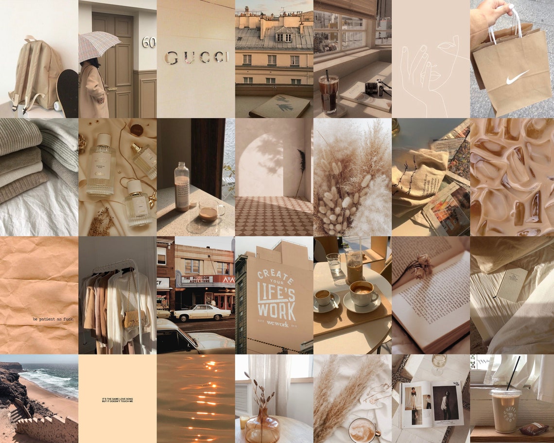 Beige Wall Collage Kit Nude Aesthetic Wall Collage Kit Tan - Etsy