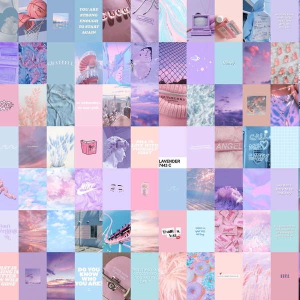 Pastel Wall Collage Kit, Cotton Candy Collage Kit, Pastel Aesthetic, Pastel Wall Collage, Aesthetic Room Decor (DIGITAL DOWNLOAD) 100 PCS