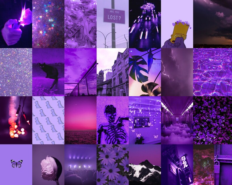 Purple Wall Collage Kit Purple Collage Kit Purple Aesthetic | Etsy