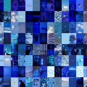 Blue Wall Collage Kit Blue Aesthetic Wall Collage Blue Photo - Etsy