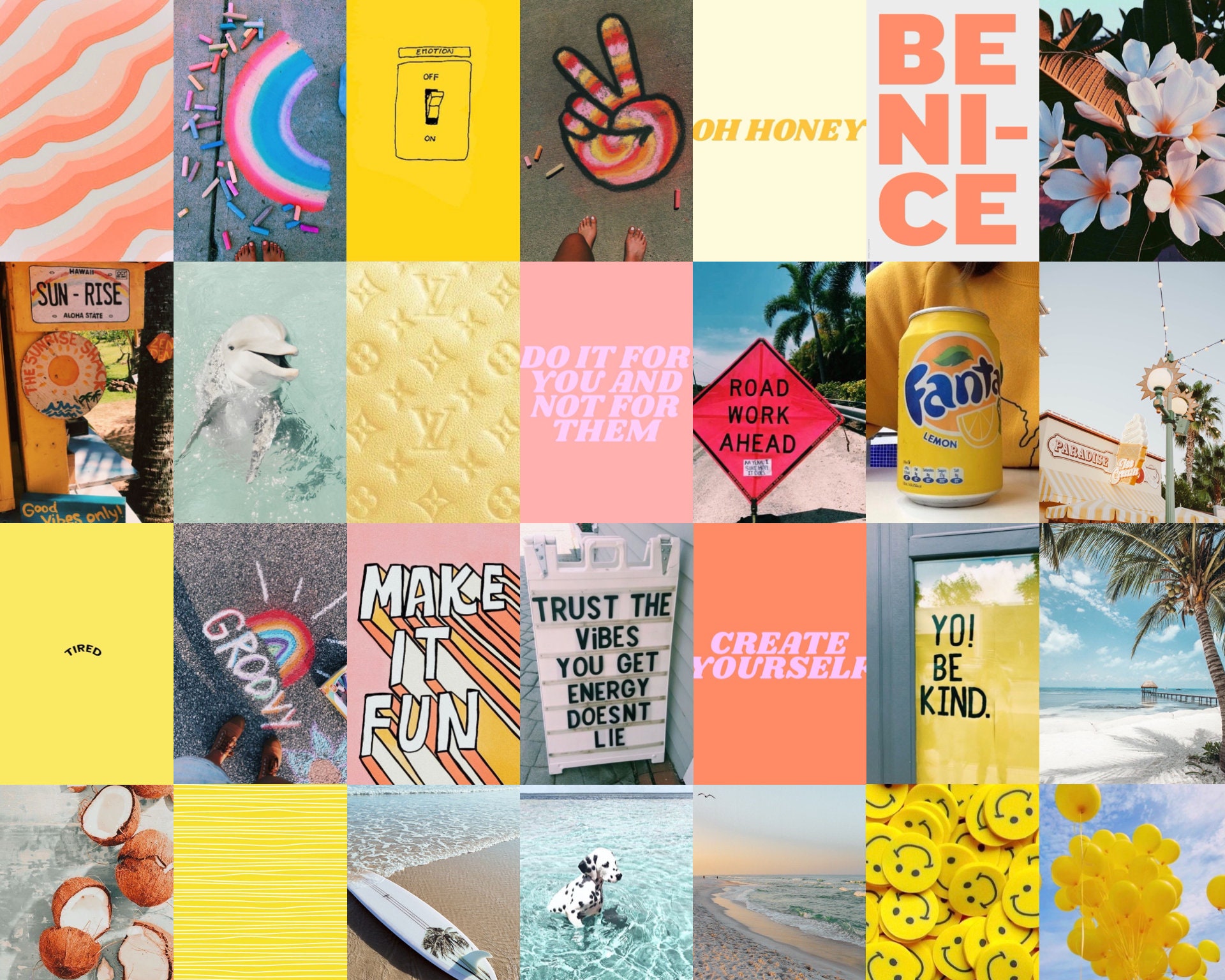 Summer Vibes Wall Collage Kit, Summer Aesthetic Wall Collage Kit ...