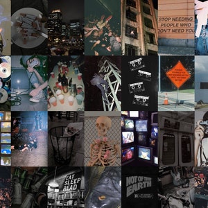 Grunge Wall Collage Kit, Grunge Collage Kit, Black Wall Collage, Black ...