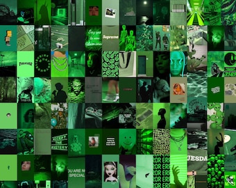 Grünes Collage Kit, Grüne Collage Kit, Grüne Ästhetische Fotowand, Grüne Kunstdrucke, Ästhetische Collage Kit (DIGITAL DOWNLOAD) 105 STK