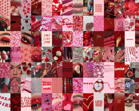 Pink Valentines Day Aesthetic Collage Kit Pink Valentine Theme Photo Wall  Valentines Day Decorations Valentines Art DIGITAL DOWNLOAD 