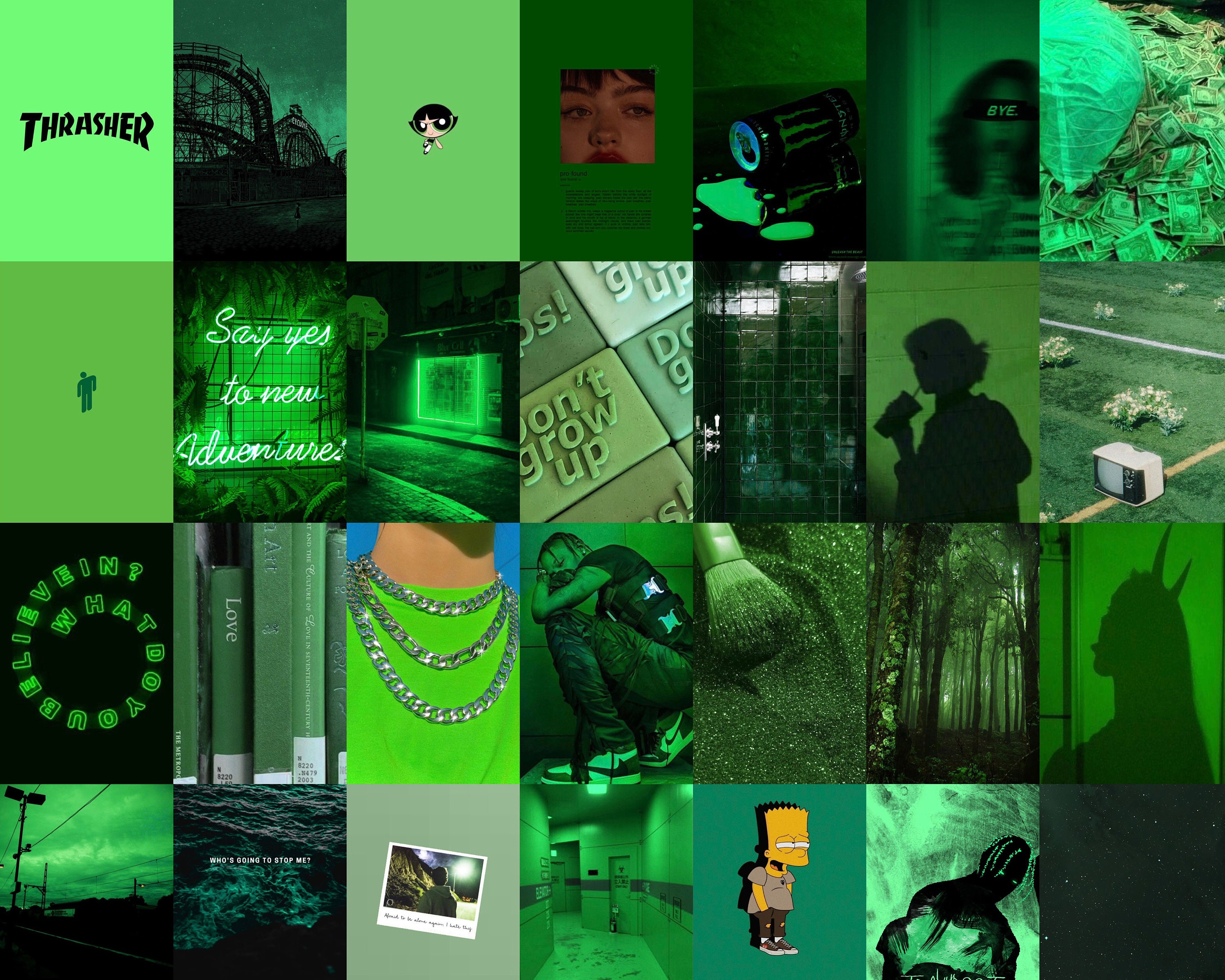 Green Wall Collage Kit Green Collage Kit Green Aesthetic - Etsy Canada