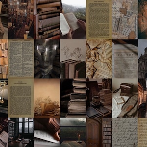 Dark Academia Wall Collage Kit, Academia Collage Kit, Librarycore Wall ...