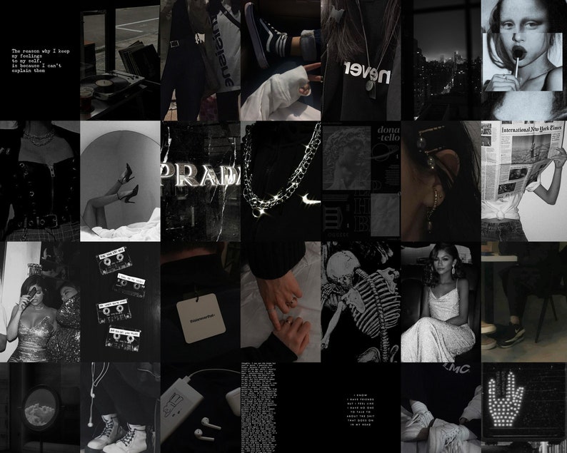 Black Wall Collage Kit Black Wall Collage Dark Aesthetic - Etsy Canada
