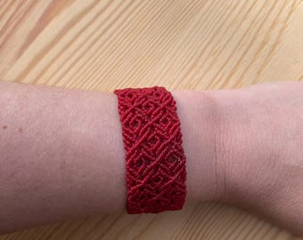 93. Handmade Macramé Bracelet – Deep Red – Bohemian Jewelry