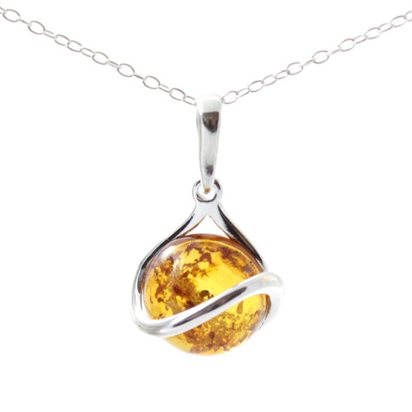 Baltic Amber Pendant | Roundish | Cognac or Green Color | Made with Sterling Silver 925 | Jewelry | pendentif ambre, Bijoux, ciondolo, ambra