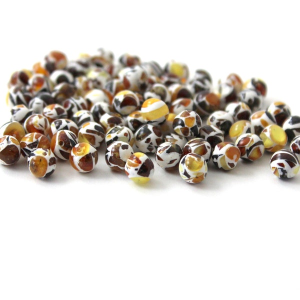 Loose Mosaic 5 mm Amber Beads, Drilled | TipTopEco | Jantárové korálky | Jantarne kroglice | cuentas de ámbar