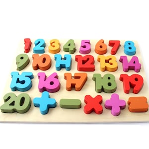 Wooden English Alphabet Puzzles Numbers Colorful | Early Educational Math Learning Toys for Children Kids | Numbers Board