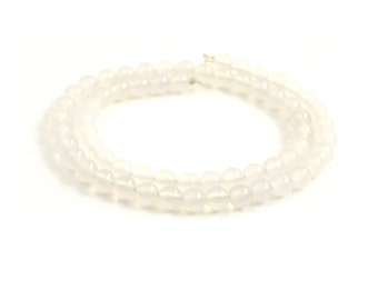 White Agate Gemstone Beads Round 6 mm 6mm | 1 Strand | 63 beads per Strand | 1 mm hole | Natural Undyed | TipTopEco