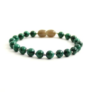 Malachit Armband Fußkettchen geknotet | Edelstein Schmuck für Frauen Mädchen | Dunkelgrüne 5mm 5 mm Perlen | Pulsera Malaquita | Malachit Jadearmband